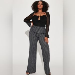 Tall Victoria High Waist Dress Pant Houndstooth - Black/Grey